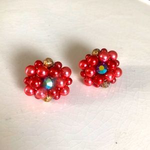 Elegant Red Beaded Earrings